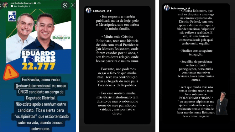 Jair Renan rebateu falas de Michelle Bolsonaro sobre uso de sobrenome por 'alpinistas' - Reprodução/Instagram - Reprodução/Instagram