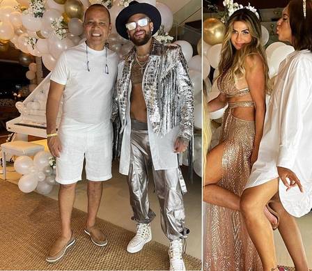 Neymar Pai passou a virada do ano com a namorada (vestido dourado)