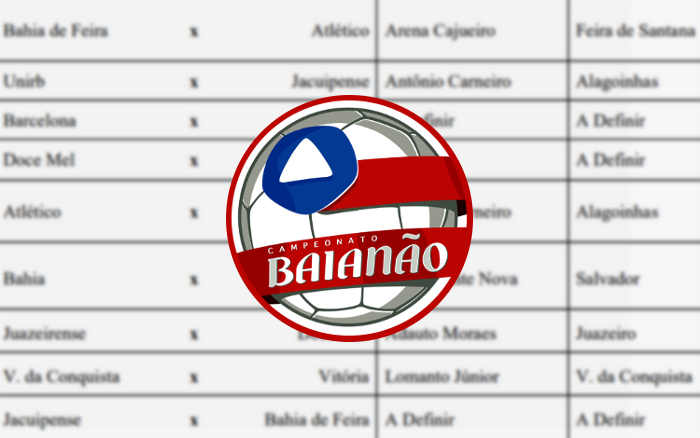 A tabela do Campeonato Baiano de 2022 prevê 40 dos 45 jogos da 1ª fase na grade da TV – Cassio Zirpoli