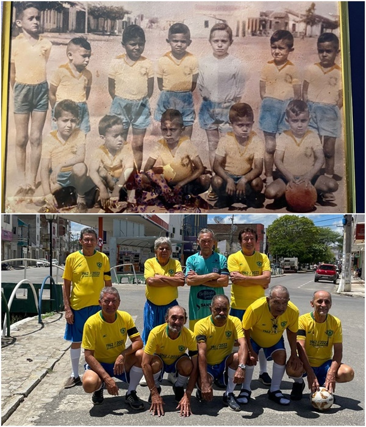 Após 60 anos, amigos refazem foto com uniforme da seleção brasileira – Globo.com