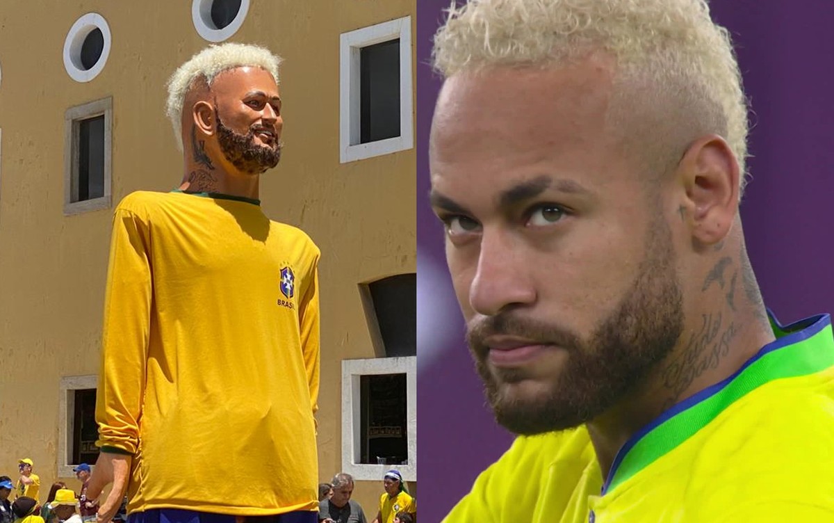 Neymar 'platinado', Richarlison com 'harmonização facial' e Vini Jr: confira seleção de bonecos gigantes na torcida pelo Brasil – Globo.com